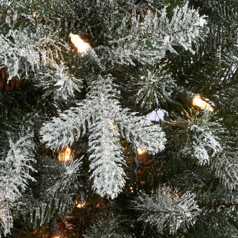 National Tree Company 65 ft Snowy Morgan Spruce Slim Tree with Clear Lights 68R0872