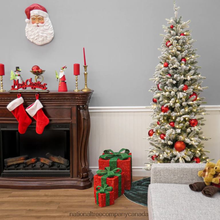 National Tree Company 7 ft Pre-Lit Conger Pine Pencil Slim Tree with LED Lights 68R0884