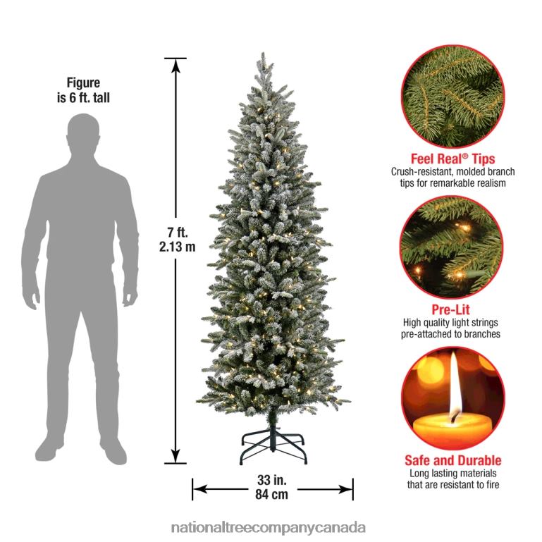 National Tree Company 7 ft Pre-Lit Conger Pine Pencil Slim Tree with LED Lights 68R0884