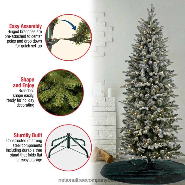 National Tree Company 7 ft Pre-Lit Conger Pine Pencil Slim Tree with LED Lights 68R0884