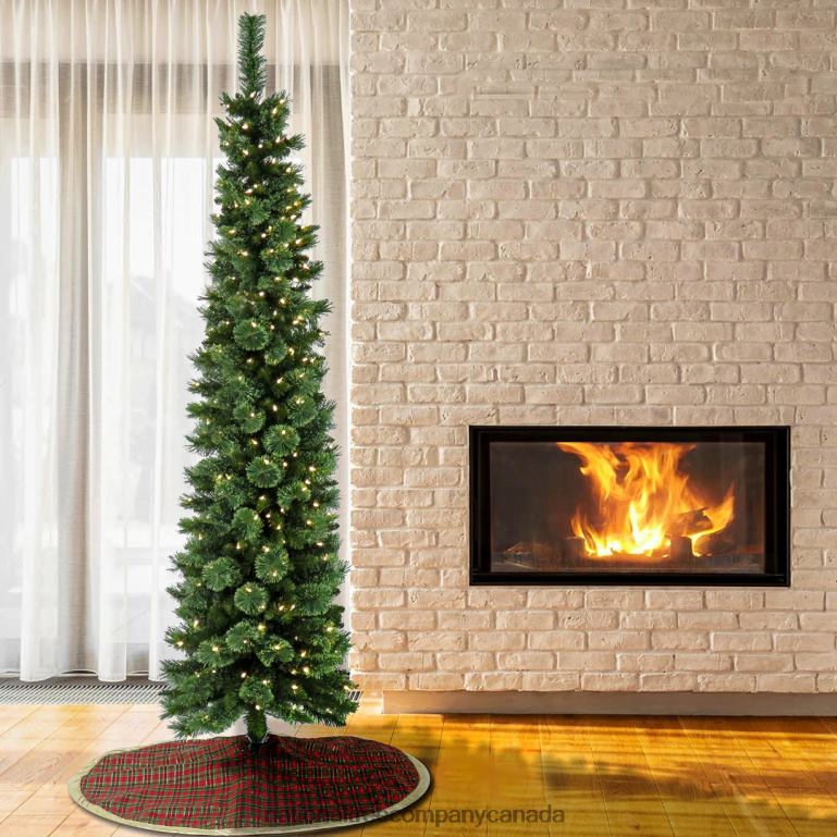National Tree Company 7 ft Pre-Lit Curtis Pine Pencil Slim Tree with LED Lights 68R0859