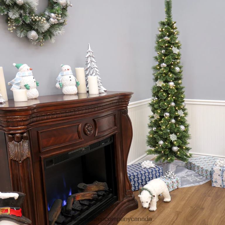 National Tree Company 7 ft Pre-Lit Curtis Pine Pencil Slim Tree with LED Lights 68R0859