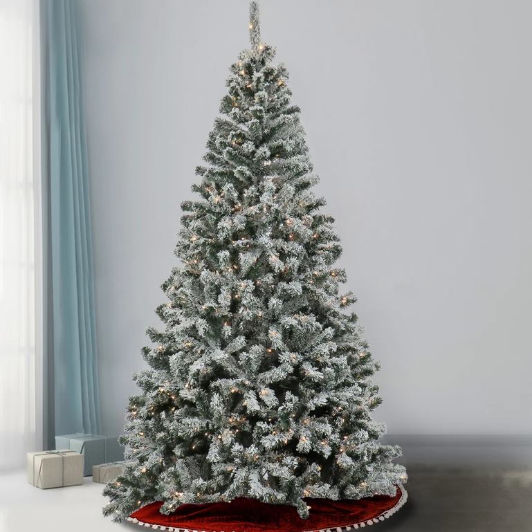 National Tree Company 75 Feet Pre-lit Artificial Frosted Bonnyville Spruce Hinged Tree 700 Clear Lights- UL 68R0890
