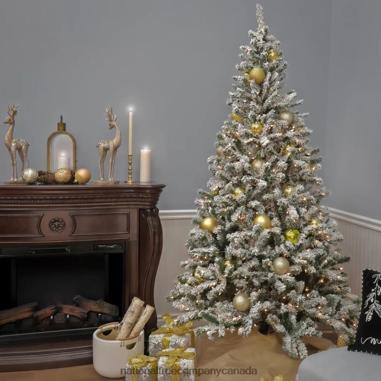 National Tree Company 75 Feet Pre-lit Artificial Frosted Bonnyville Spruce Hinged Tree 700 Clear Lights- UL 68R0890
