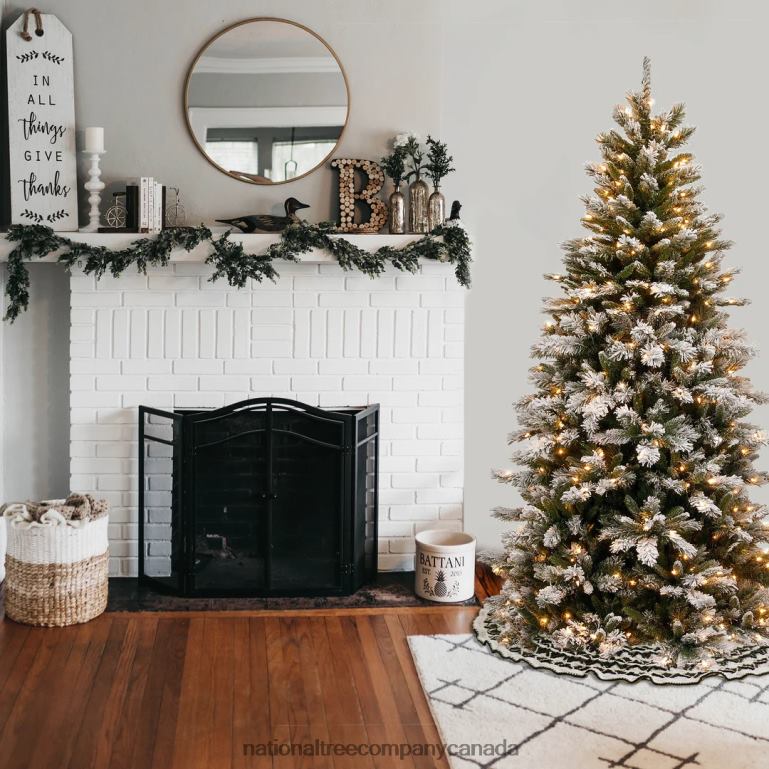 National Tree Company 75 ft Snowy Mountain Pine Slim Pine Tree with Clear Lights 68R0842