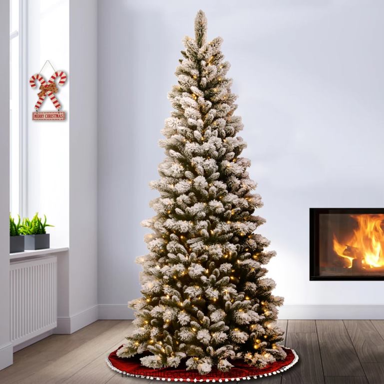 National Tree Company 75 ft Snowy Westwood Slim Pine Tree with Clear Lights 68R08103