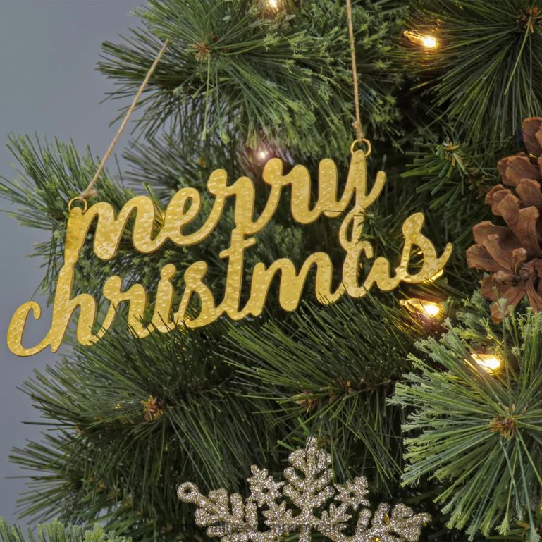 National Tree Company 9\ HGTV Home Collection Merry Christmas Metal Ornament Set 68R08534