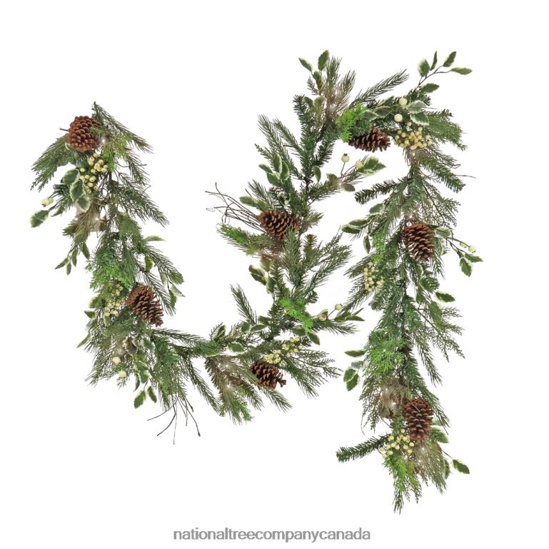 National Tree Company 9 ft HGTV Home Collection Pre-Lit Holly and Berry Garland 68R08351