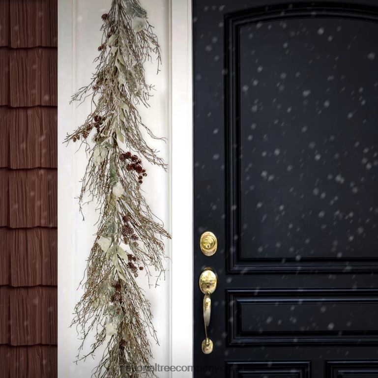 National Tree Company 9 ft Pre-Lit Snowy Christmas Garland with Battery Operated LED Lights 68R08407