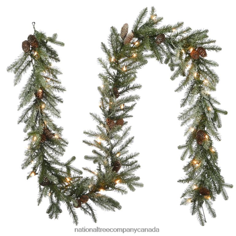 National Tree Company 9 ft Snowy Morgan Spruce Garland with Clear Lights 68R08379