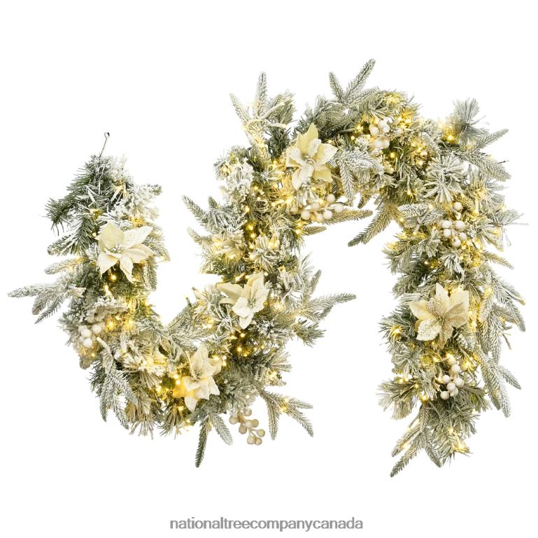 National Tree Company Artificial Christmas Garland Green Colonial Fir Decorated With Flowers Berry Clusters Frosted Branches Christmas Collection 6 Feet 68R08402