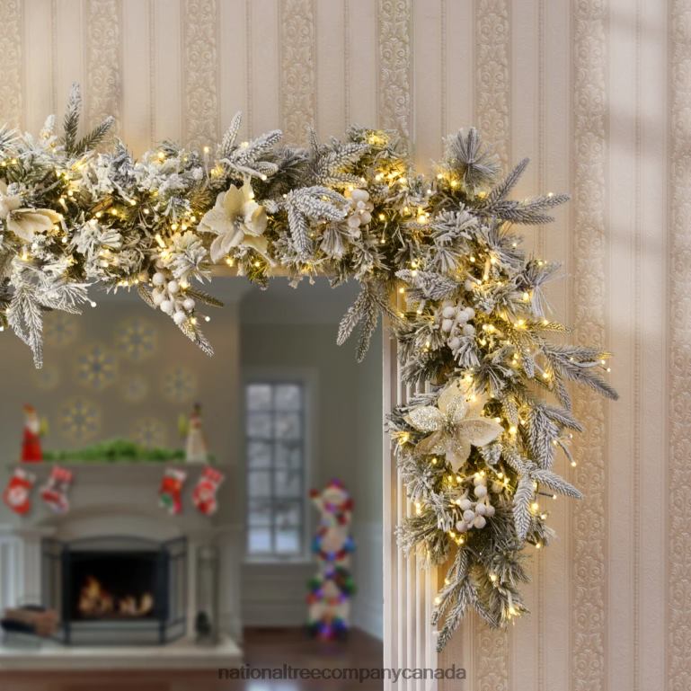 National Tree Company Artificial Christmas Garland Green Colonial Fir Decorated With Flowers Berry Clusters Frosted Branches Christmas Collection 6 Feet 68R08402
