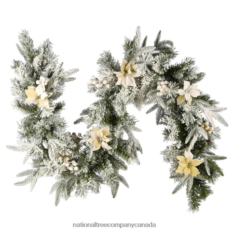 National Tree Company Artificial Christmas Garland Green Colonial Fir Decorated With Flowers Berry Clusters Frosted Branches Christmas Collection 9 Feet 68R08401