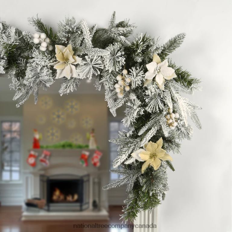 National Tree Company Artificial Christmas Garland Green Colonial Fir Decorated With Flowers Berry Clusters Frosted Branches Christmas Collection 9 Feet 68R08401
