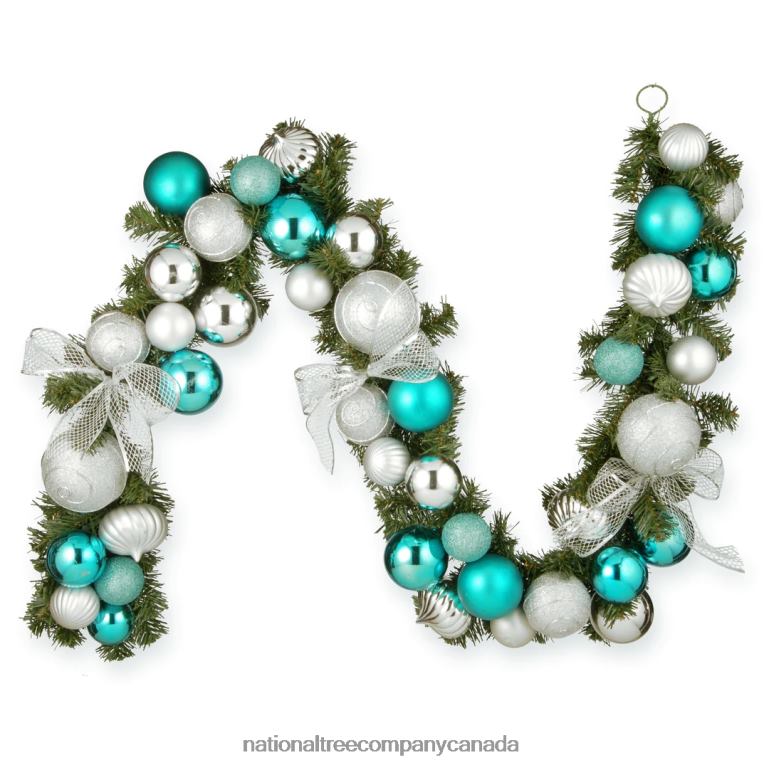 National Tree Company Artificial Christmas Garland Green Evergreen Decorated With Ball Ornaments Ribbon Bows Christmas Collection 6 Feet 68R08372