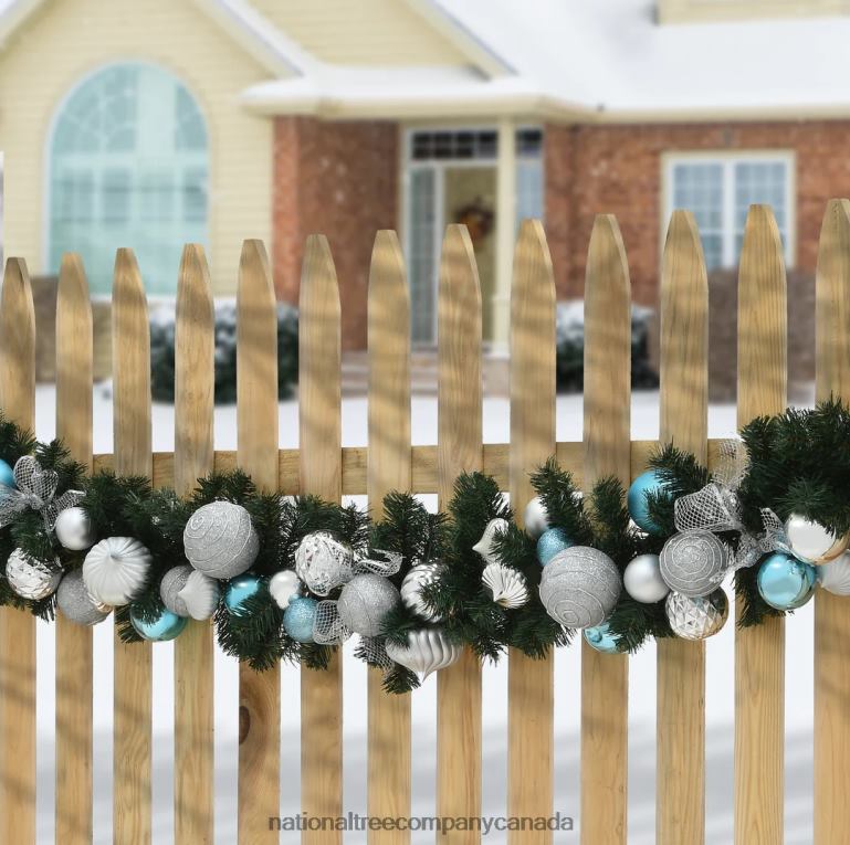 National Tree Company Artificial Christmas Garland Green Evergreen Decorated With Ball Ornaments Ribbon Bows Christmas Collection 6 Feet 68R08372