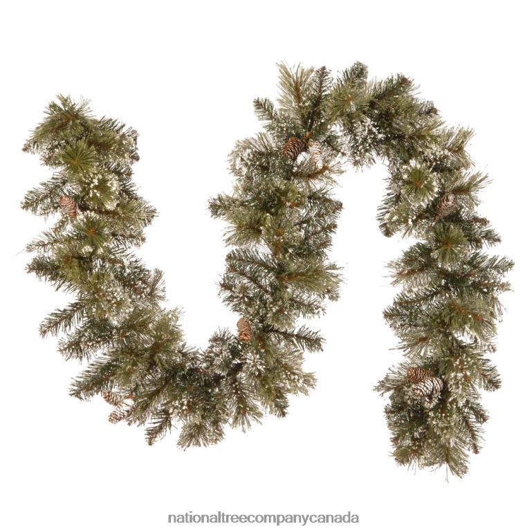 National Tree Company Artificial Christmas Garland Green Glittery Pine Decorated With Pine Cones Frosted Branches Christmas Collection 6 Feet 68R08378