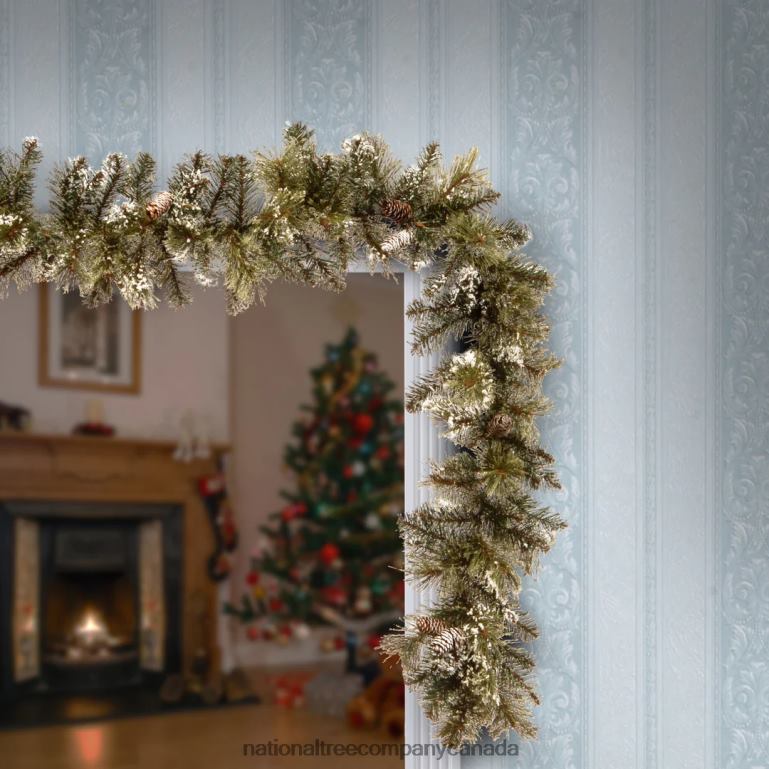 National Tree Company Artificial Christmas Garland Green Glittery Pine Decorated With Pine Cones Frosted Branches Christmas Collection 6 Feet 68R08378