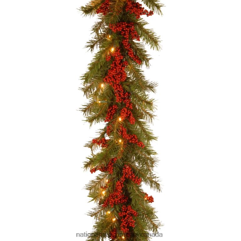 National Tree Company Artificial Christmas Garland Green Valley Pine Decorated With Berry Clusters Christmas Collection 9 Feet 68R08400