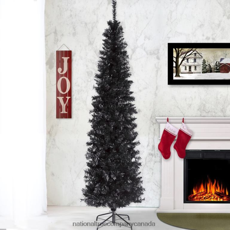 National Tree Company Artificial Christmas Tree Black Tinsel Includes Stand 6 feet 68R08143