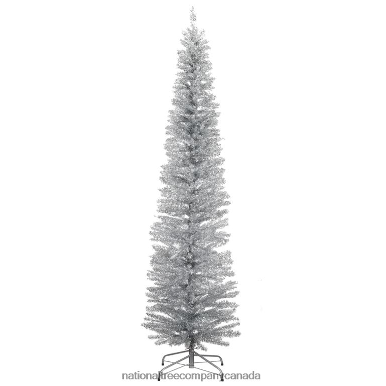 National Tree Company Artificial Christmas Tree Silver Tinsel Includes Stand 7 feet 68R0847