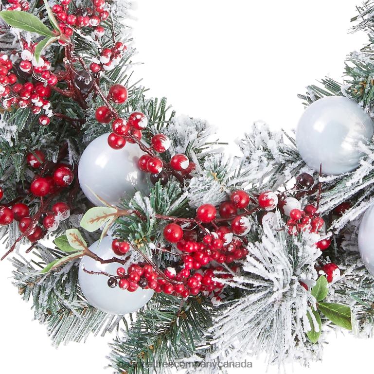 National Tree Company Artificial Christmas Wreath Green Evergreen Decorated with Frosted Branches Ball Ornaments Berry Clusters Christmas Collection 24 Inches 68R08275