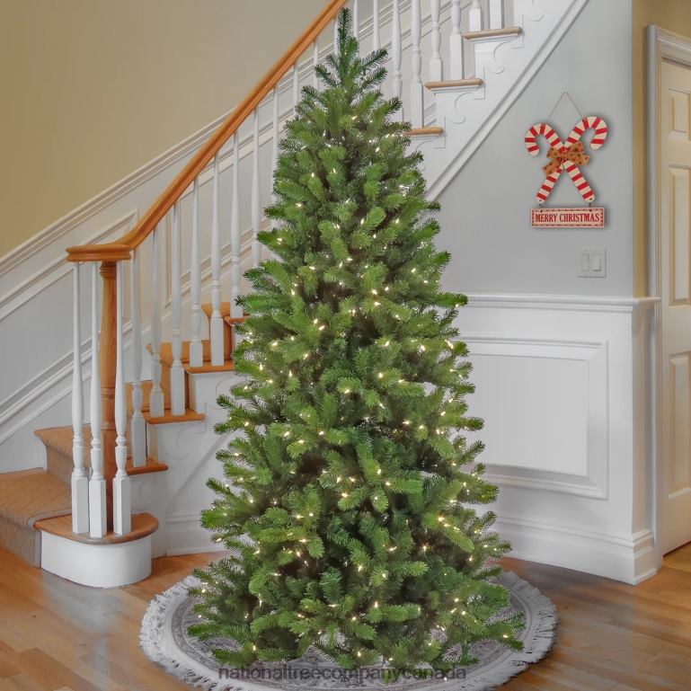 National Tree Company Artificial Down swept Douglas Slim Fir Christmas Tree Pre-Lit with Warm White LED Lights Plug In 75 ft 68R085