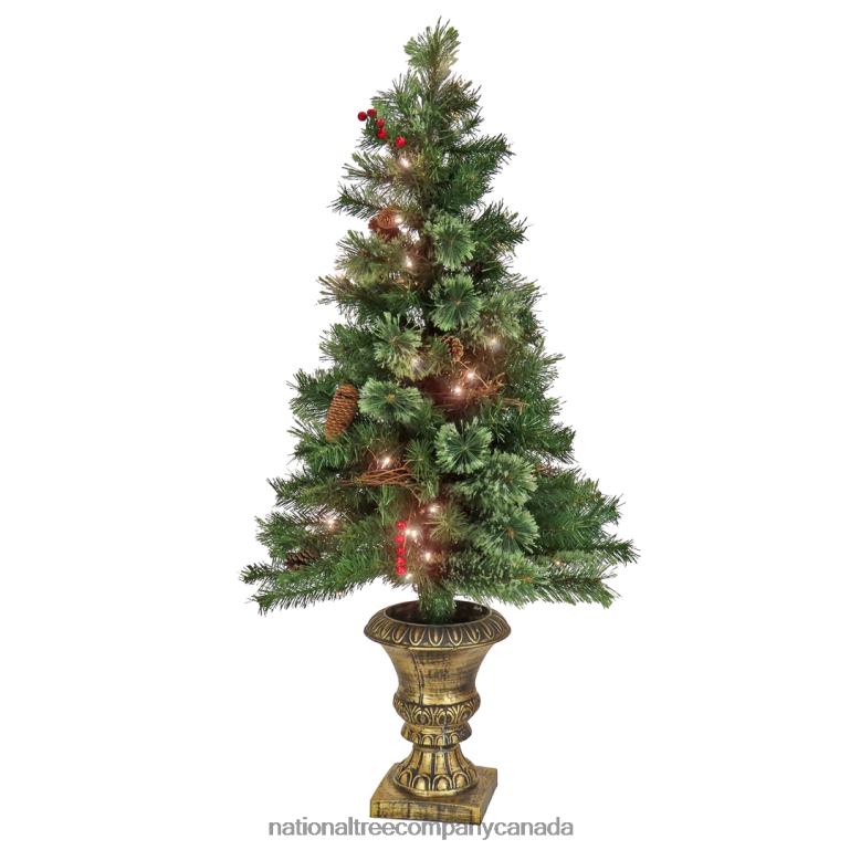 National Tree Company Artificial Glistening Pine Entrance Christmas Tree with Red Berries and Pinecones Pre-Lit with Clear Incandescent Lights Plug In 4 ft 68R08100