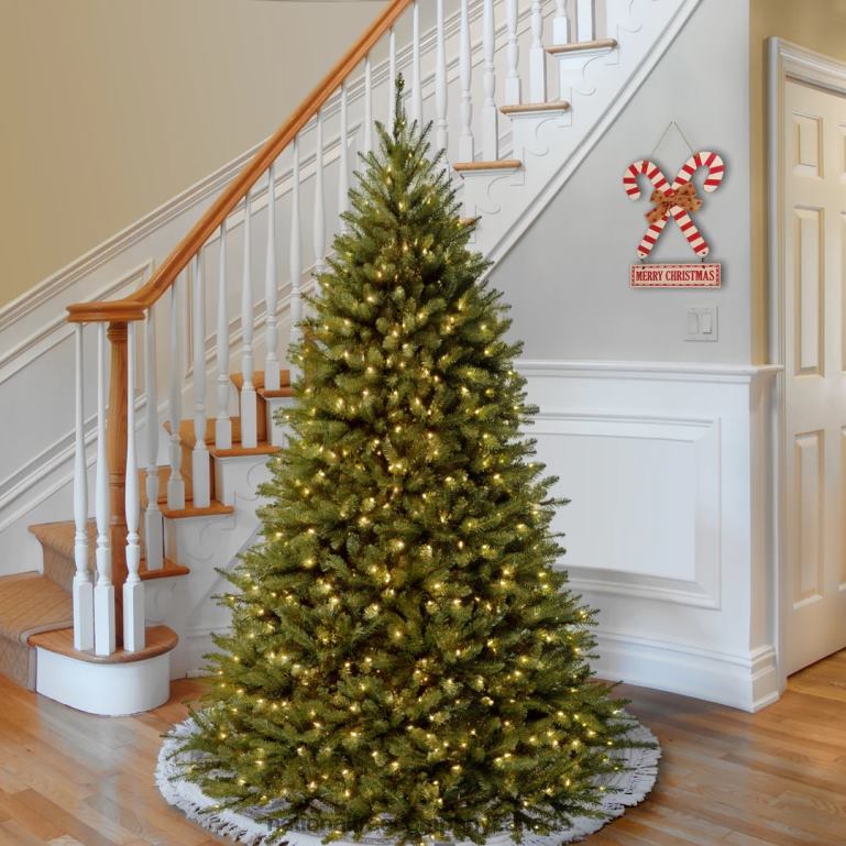 National Tree Company Artificial Pre-Lit Medium Christmas Tree Green Kingswood Fir Dual Color LED Lights Includes Stand 75 Feet 68R08133