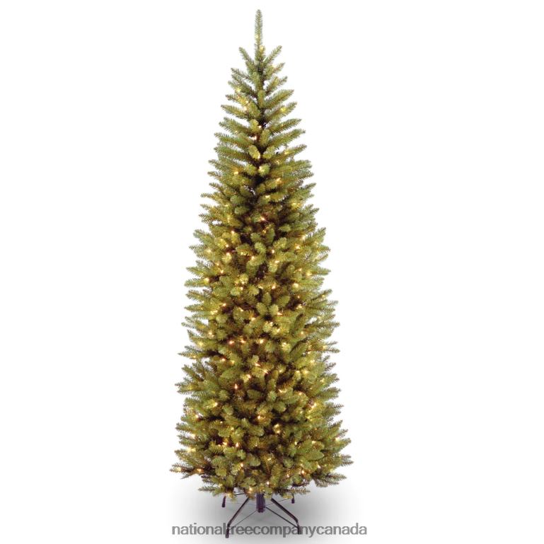 National Tree Company Artificial Pre-Lit Slim Christmas Tree Green Kingswood Fir Clear Lights Includes Stand 65 Feet 68R0869
