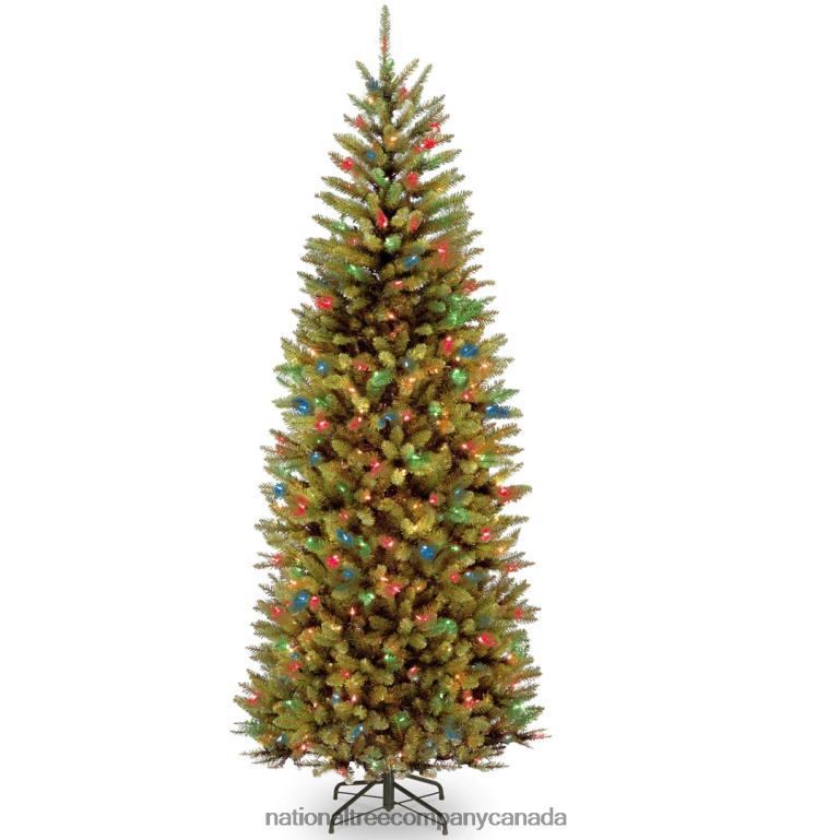 National Tree Company Artificial Pre-Lit Slim Christmas Tree Green Kingswood Fir Dual Color LED Lights Includes Stand 75 Feet 68R08119