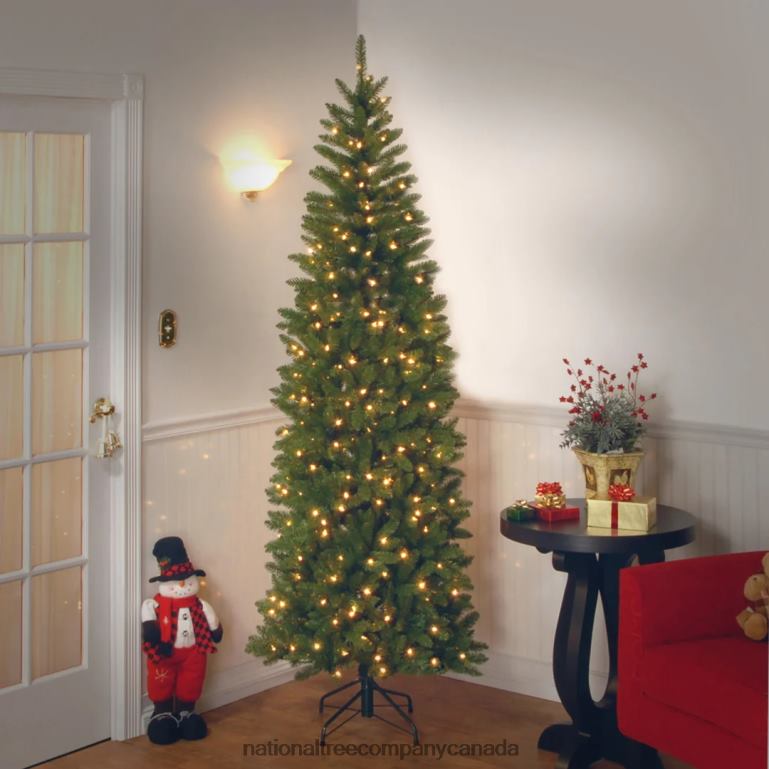 National Tree Company Artificial Pre-Lit Slim Christmas Tree Green Kingswood Fir Dual Color LED Lights Includes Stand 75 Feet 68R08119