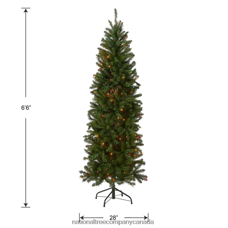 National Tree Company Artificial Pre-Lit Slim Christmas Tree Green Kingswood Fir Multicolor Lights Includes Stand 65 Feet 68R0826