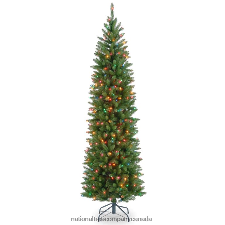 National Tree Company Artificial Pre-Lit Slim Christmas Tree Green Kingswood Fir Multicolor Lights Includes Stand 65 Feet 68R0826