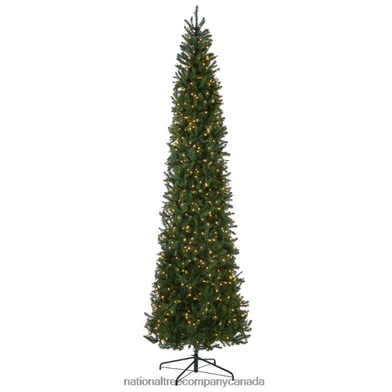 National Tree Company Artificial Pre-Lit Slim Christmas Tree Green Kingswood Fir White Lights Includes Stand 10 Feet 68R0834