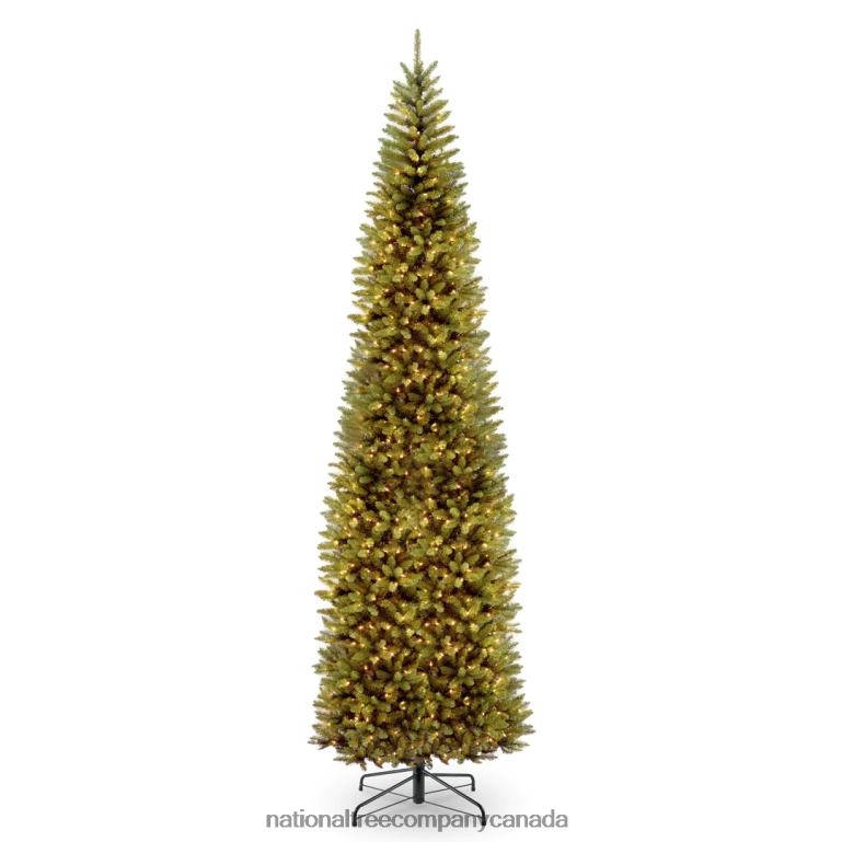 National Tree Company Artificial Pre-Lit Slim Christmas Tree Green Kingswood Fir White Lights Includes Stand 10 Feet 68R0834