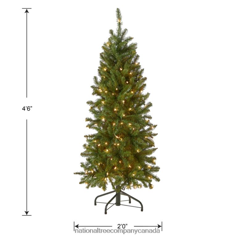 National Tree Company Artificial Pre-Lit Slim Christmas Tree Green Kingswood Fir White Lights Includes Stand 45 Feet 68R088