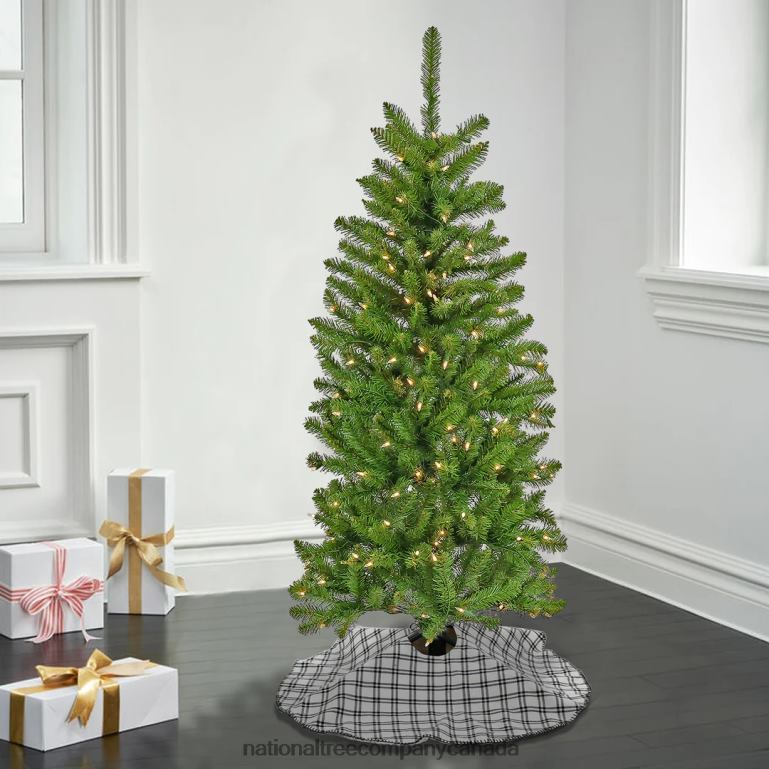 National Tree Company Artificial Pre-Lit Slim Christmas Tree Green Kingswood Fir White Lights Includes Stand 45 Feet 68R088