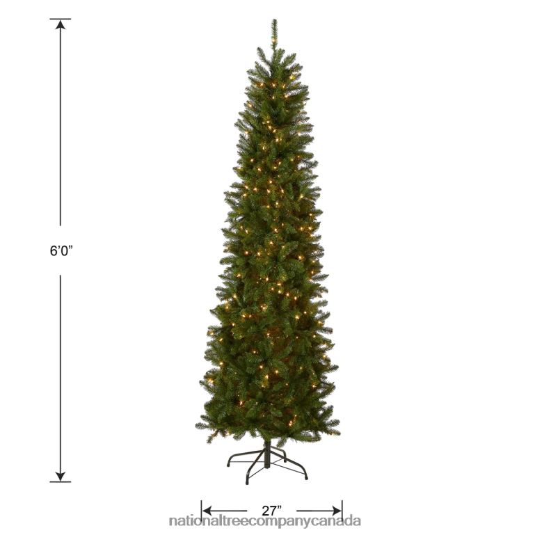 National Tree Company Artificial Pre-Lit Slim Christmas Tree Green Kingswood Fir White Lights Includes Stand 6 Feet 68R0840