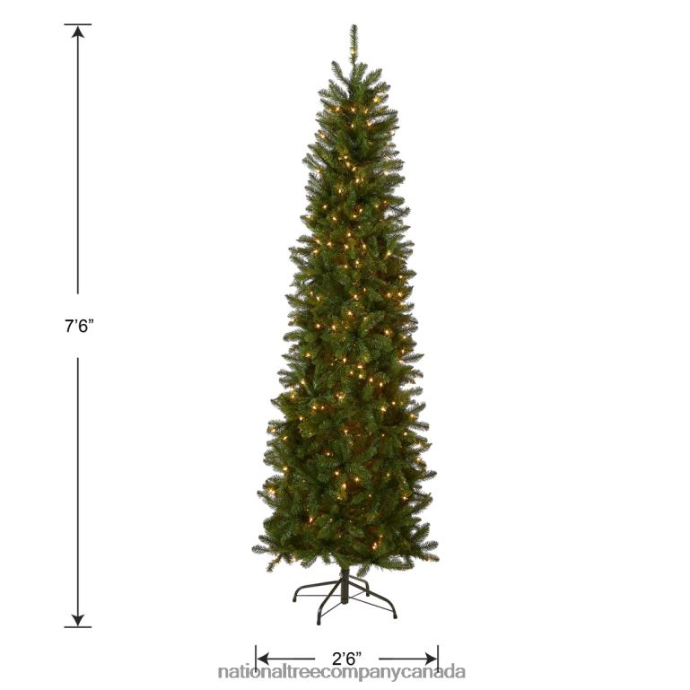 National Tree Company Artificial Pre-Lit Slim Christmas Tree Green Kingswood Fir White Lights Includes Stand 75 Feet 68R0835