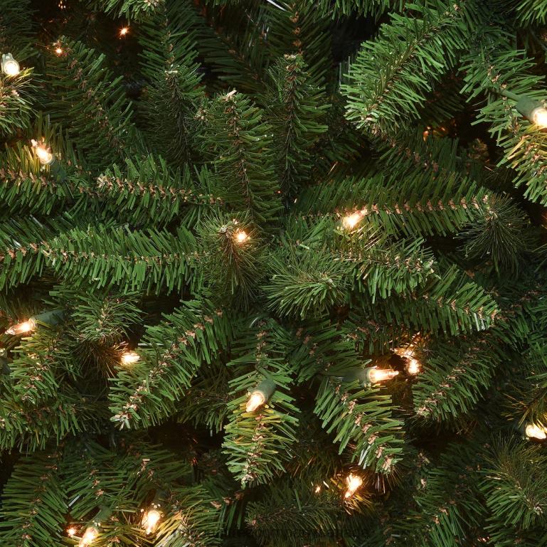 National Tree Company Artificial Pre-Lit Slim Christmas Tree Green Kingswood Fir White Lights Includes Stand 75 Feet 68R0835