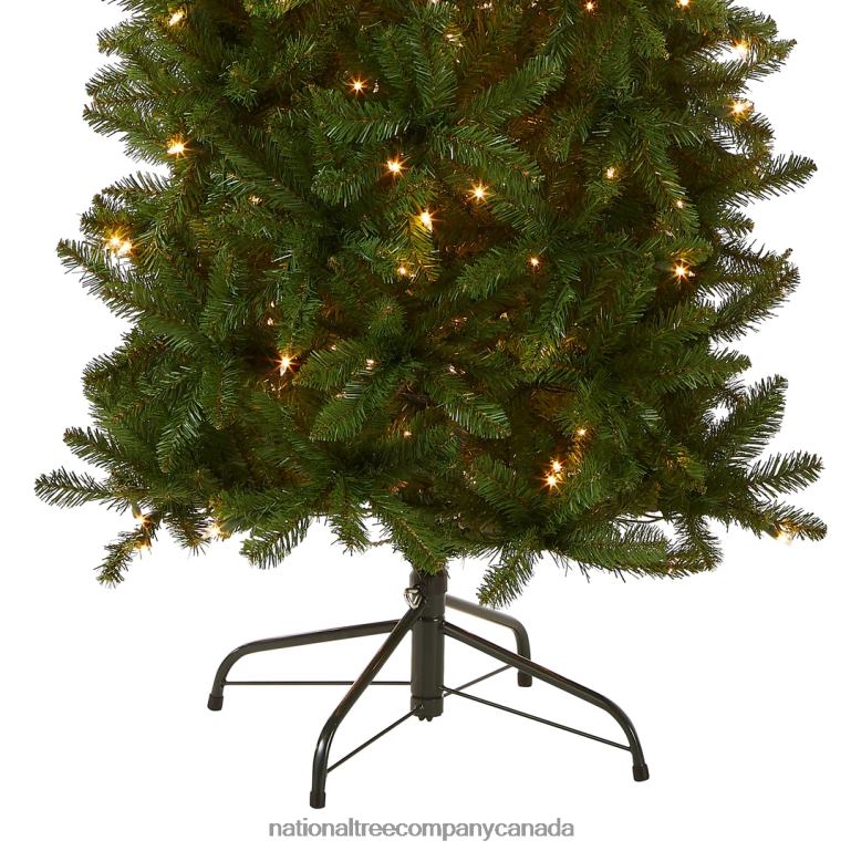 National Tree Company Artificial Pre-Lit Slim Christmas Tree Green Kingswood Fir White Lights Includes Stand 75 Feet 68R0835
