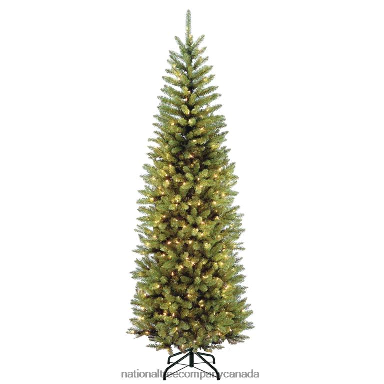 National Tree Company Artificial Pre-Lit Slim Christmas Tree Green Kingswood Fir White Lights Includes Stand 75 Feet 68R0835