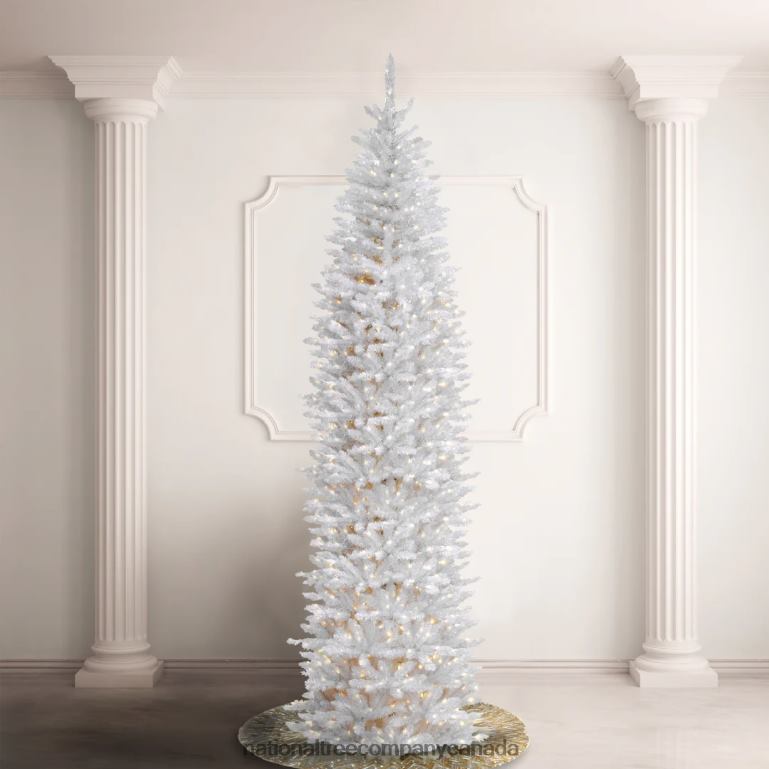 National Tree Company Artificial Pre-Lit Slim Christmas Tree White Kingswood Fir White Lights Includes Stand 12 Feet 68R08192