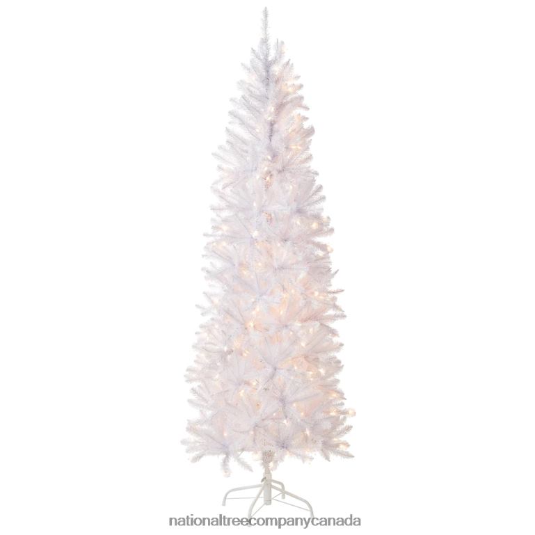 National Tree Company Artificial Pre-Lit Slim Christmas Tree White Kingswood Fir White Lights Includes Stand 7 Feet 68R08134
