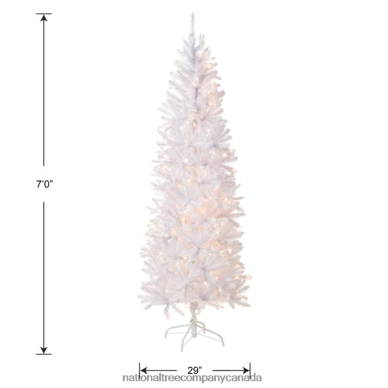 National Tree Company Artificial Pre-Lit Slim Christmas Tree White Kingswood Fir White Lights Includes Stand 7 Feet 68R08134