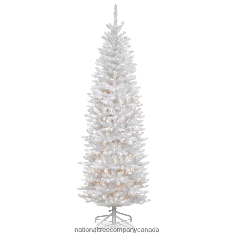 National Tree Company Artificial Pre-Lit Slim Christmas Tree White Kingswood Fir White Lights Includes Stand 7 Feet 68R08134