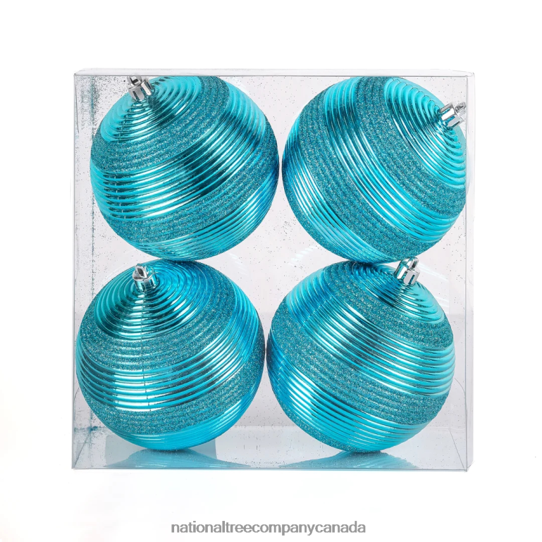 National Tree Company First Traditions 4 Piece Shatterproof Swirling Blue Ornaments 68R08525