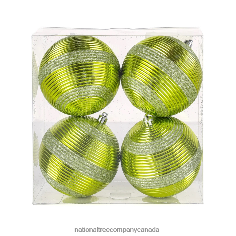 National Tree Company First Traditions 4 Piece Shatterproof Swirling Lime Green Ornaments 68R08537