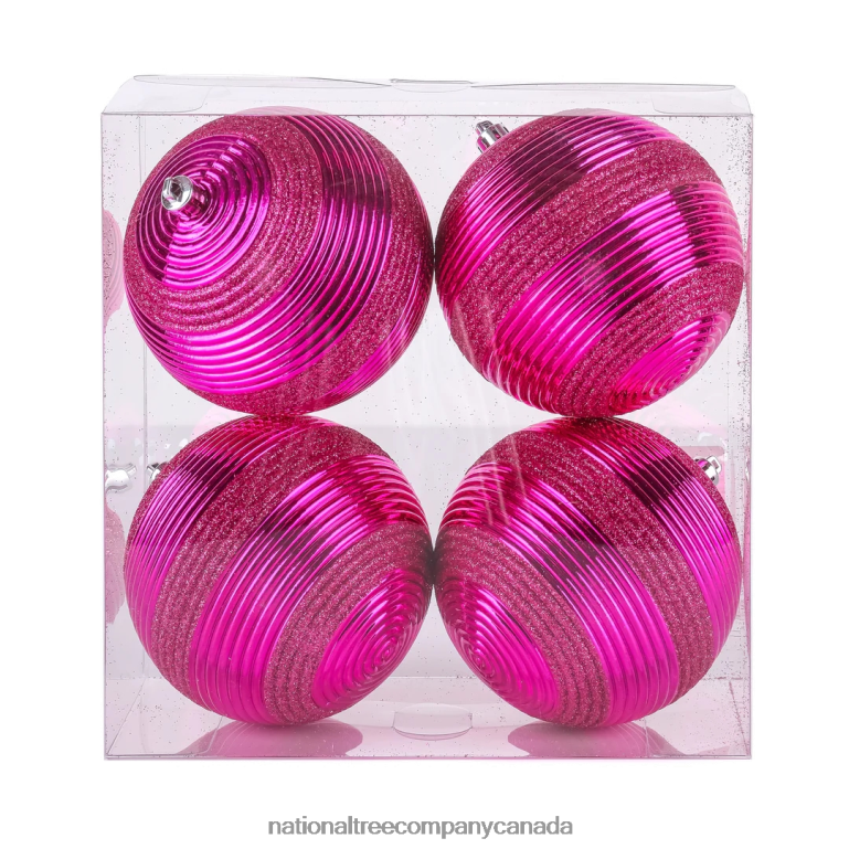 National Tree Company First Traditions 4 Piece Shatterproof Swirling Pink Ornaments 68R08536